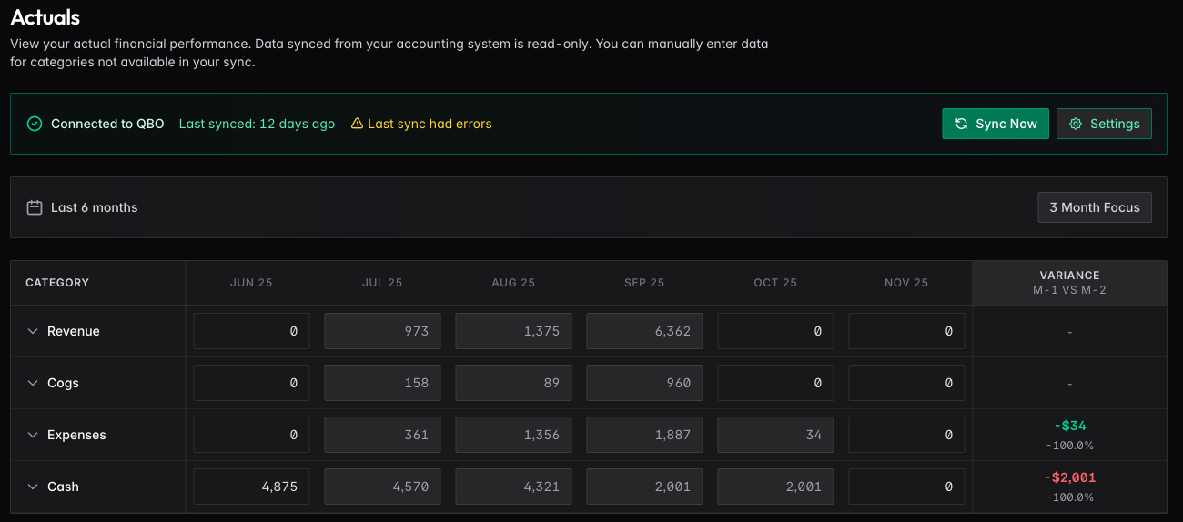 Automated Actuals