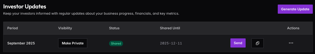 Investor Updates